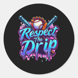 Pegatina Redonda Vender Derivación De Helados De Drip Respetar El D