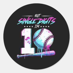 Pegatina Redonda Vender dígitos dobles de cumpleaños de 10 años 10 