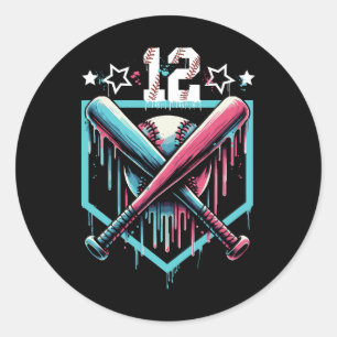 Pegatina Redonda Vender Drip 12th Birthday Boys Número 12 Jóvenes 1