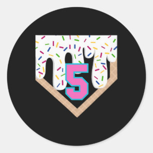 Pegatina Redonda Vender Drip 5º cumpleaños Plate Home Boys Jóvenes 