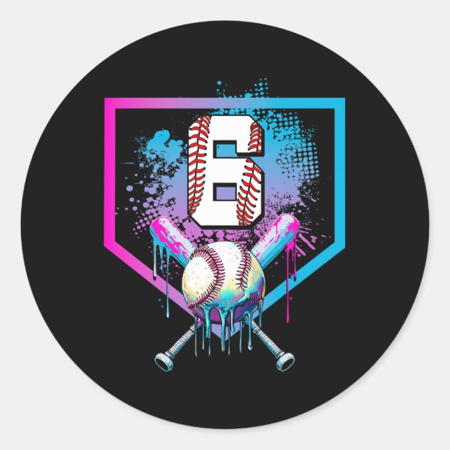 Pegatina Redonda Vender Drip 6Cumpleaños Plate Boys Jóvenes 6 años