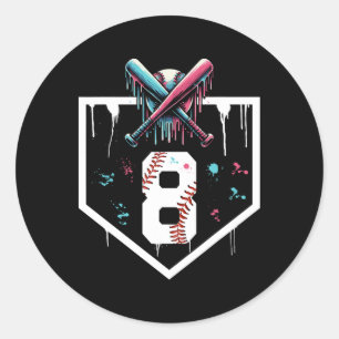 Pegatina Redonda Vender Drip 8Cumpleaños Plate Boys Jóvenes 8 años