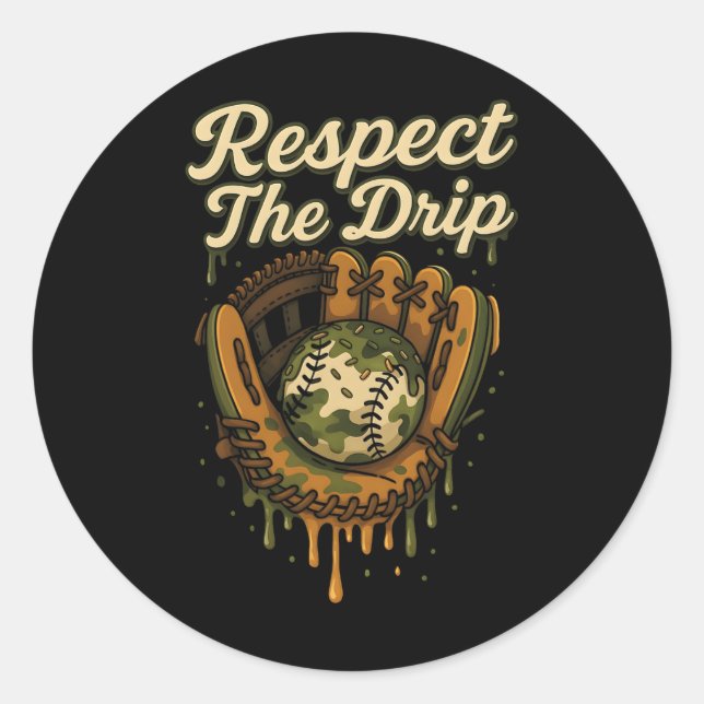 Pegatina Redonda Vender Drip Camo Vender Glove Boys Deportes Guay G (Anverso)