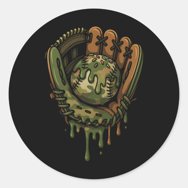 Pegatina Redonda Vender Drip Camo Vender Glove Boys Deportes Guay G (Anverso)