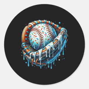 Pegatina Redonda Vender Drip Helados Grillos de Hielo Vender Glove 