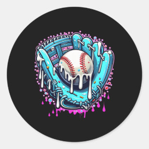 Pegatina Redonda Vender Drip Helados Grillos de Hielo Vender Glove 