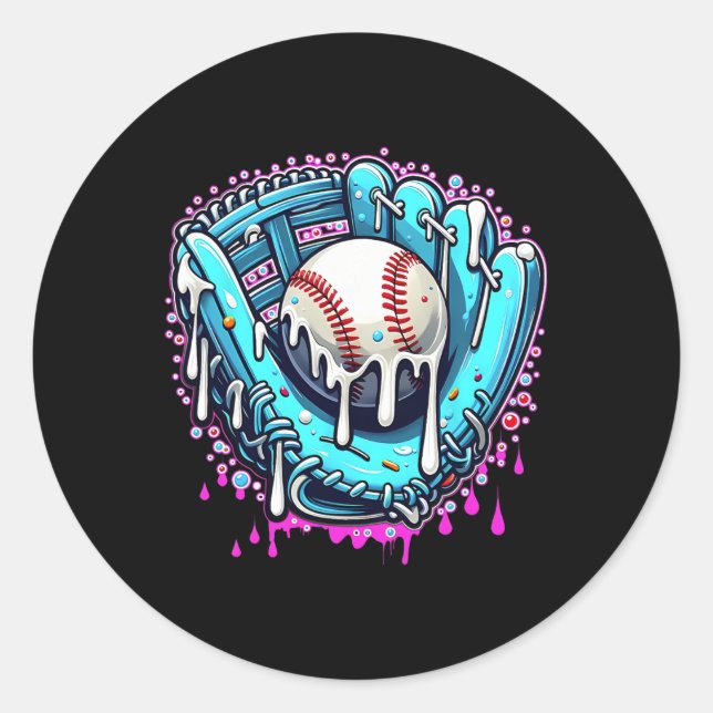 Pegatina Redonda Vender Drip Helados Grillos de Hielo Vender Glove  (Anverso)