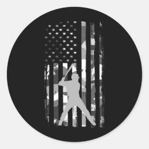 Pegatina Redonda Vender jugador Camuflaje Bandera Americana Patriót