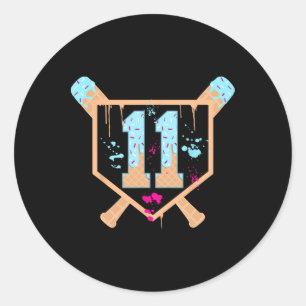 Pegatina Redonda Vender un goteo de helado de 11 años 11º niño de c