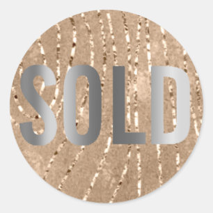 Pegatina Redonda Vendido Purpurina Brown Gray Inmobiliario Agent