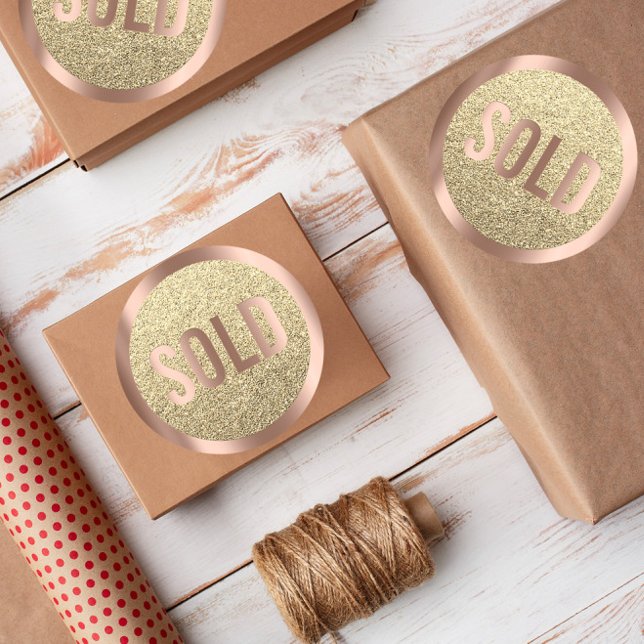 Pegatina Redonda Vendido Purpurina Rosa Oro Agente Inmobiliario Met (Subido por el creador)