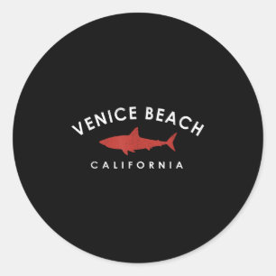 Pegatina Redonda Venecia Beach California Shark Vacation Souvenir V