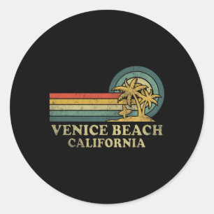 Pegatina Redonda Venecia Beach California Vintage Pa