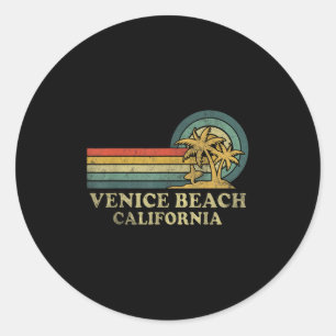 Pegatina Redonda Venecia Beach California Vintage Pa