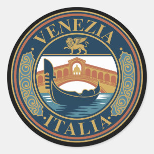 Pegatina Redonda Venecia Italia
