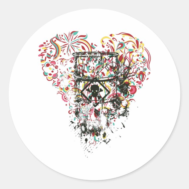 Pegatina Redonda veneno, arte moderno, contaminante, veneno, toxina (Anverso)