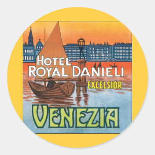 Pegatina Redonda Venezia Hotel Royal Danieli