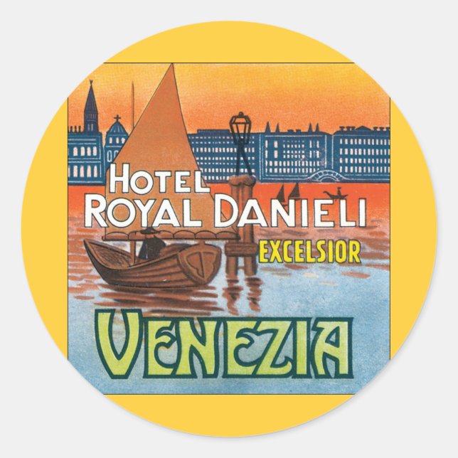 Pegatina Redonda Venezia Hotel Royal Danieli (Anverso)