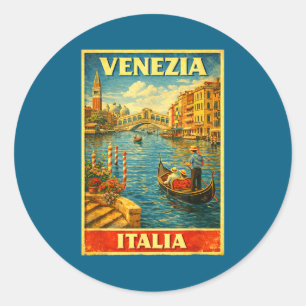 Pegatina Redonda Venezia Italia Viajes Antiguos Venecia