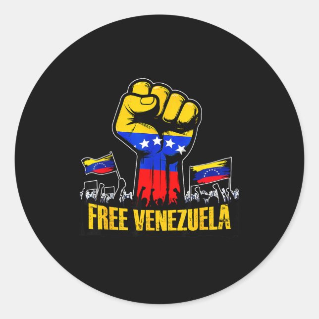Pegatina Redonda Venezuela Flag Venezuela Libre 2026  (Anverso)