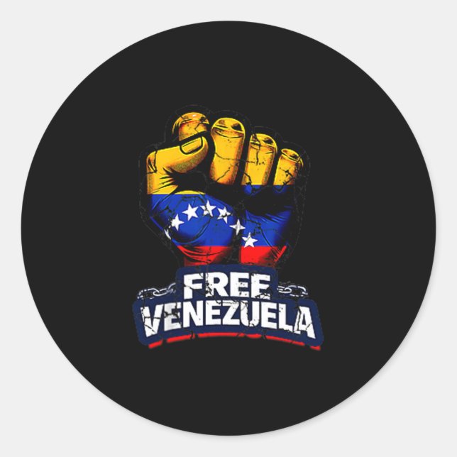 Pegatina Redonda Venezuela Flag Venezuela Libre 2026  (Anverso)
