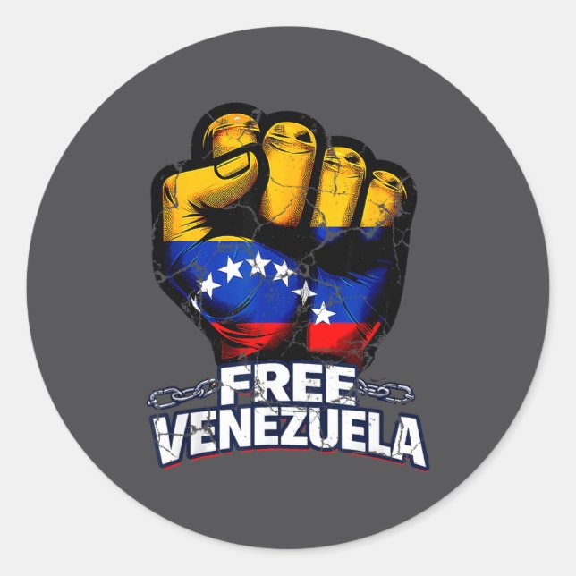 Pegatina Redonda Venezuela Flag Venezuela Libre 2026  (Anverso)