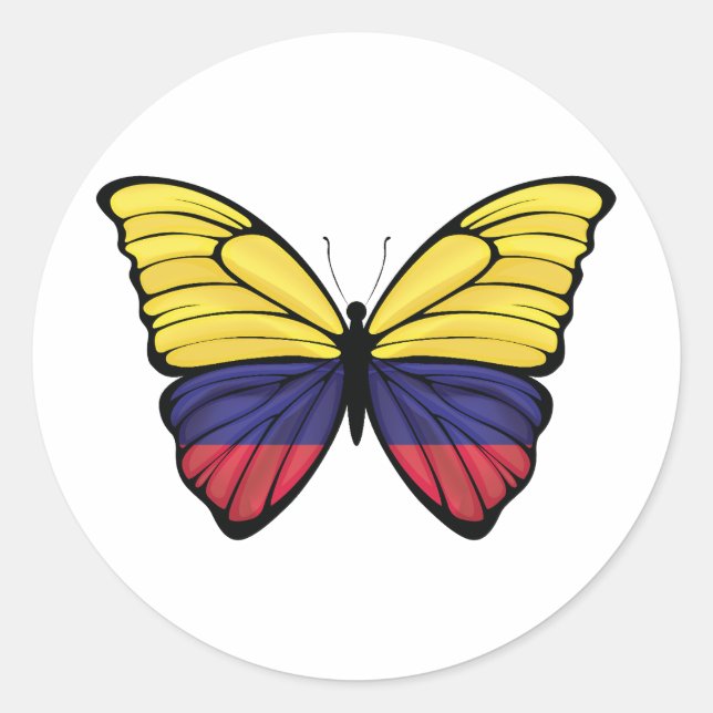 Pegatina Redonda Venezuela Hypolimnas Butterfly (Anverso)