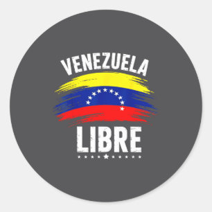 Pegatina Redonda Venezuela Libre 2026 Bandera del Corazón de Venezu