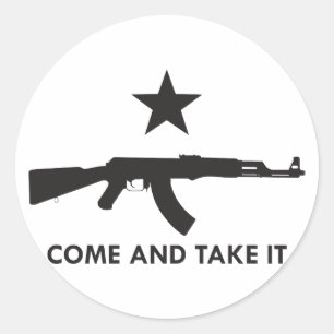 Pegatina Redonda ¡Venga tomarlo! (AK47)