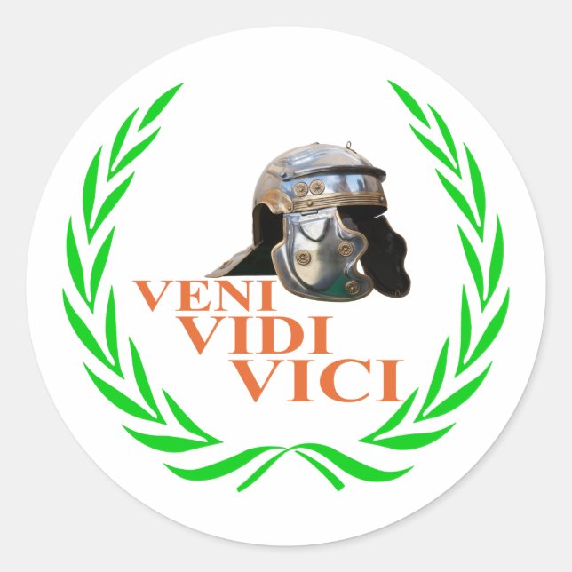Pegatina Redonda Veni Vidi Vici (Anverso)