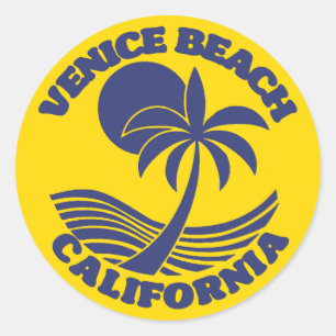 Pegatina Redonda Venice Beach California