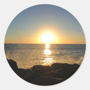 Pegatina Redonda Venice Beach Sunset