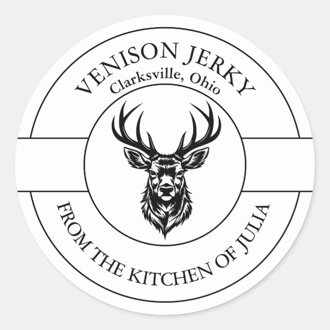 Pegatina Redonda Venison Jerky Label (Anverso)