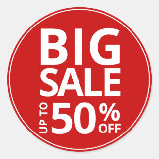 Pegatina Redonda VENTA GRANDE hasta el 50% (50) de pequeñas empresa