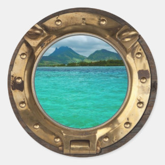 Pegatina Redonda Ventana de barcos antiguos