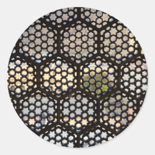 Pegatina Redonda ventana de celosía geométrica, India
