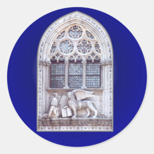 Pegatina Redonda Ventana de león alado de San Marco