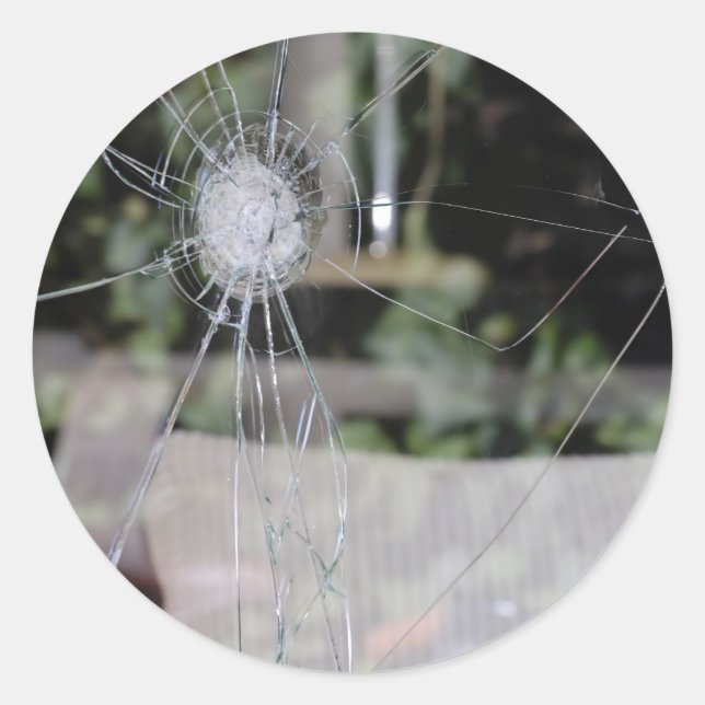 Pegatina Redonda Ventana de presentación rota (Anverso)
