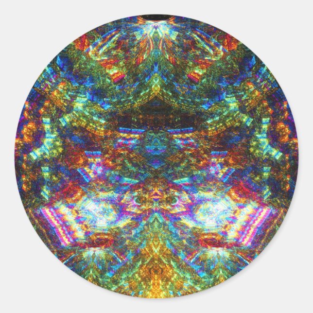 Pegatina Redonda Ventana de vidrio manchado (Anverso)