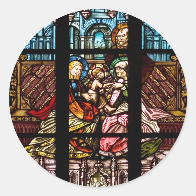 Pegatina Redonda Ventana de vidrio mantenida (Anverso)