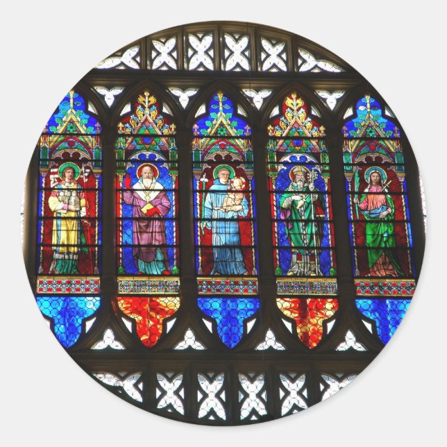 Pegatina Redonda Ventanas de vidrio manchadas de San Antonio (Anverso)