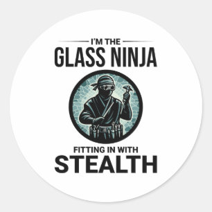 Pegatina Redonda Ventanilla Glazier Fitting Fitter Ninja