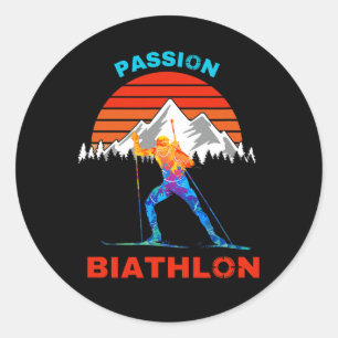 Pegatina Redonda Ventilador De Biathlon Pion