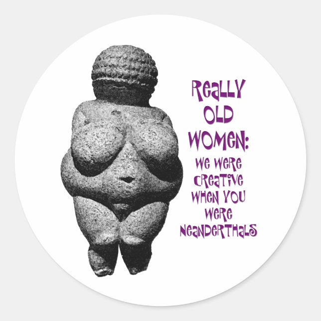Pegatina Redonda Venus de Willendorf (Anverso)