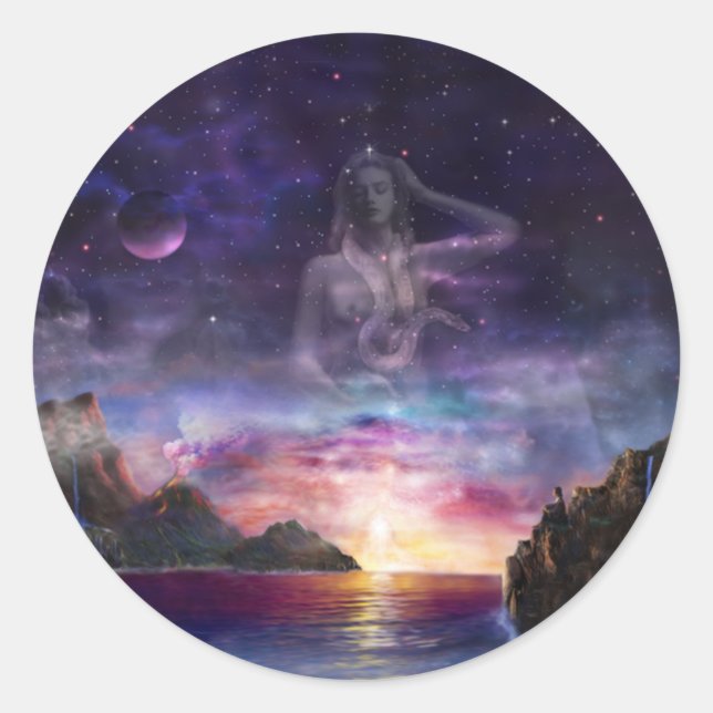 Pegatina Redonda Venus en Escorpio (Anverso)