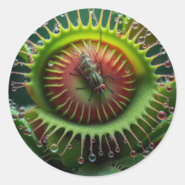 Pegatina Redonda Venus Flytrap Floral Fun Weird Bold Spooky