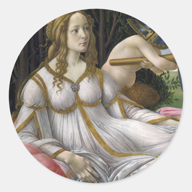 Pegatina Redonda Venus y Mars, Sandro Botticelli (Anverso)