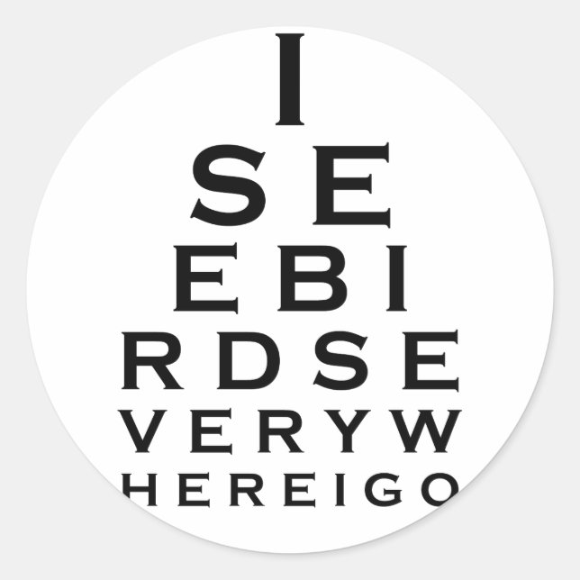 Pegatina Redonda Veo Aves Eyechart (Anverso)