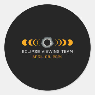 Pegatina Redonda Ver Astronomía de Eclipse Solar Total Funny Team