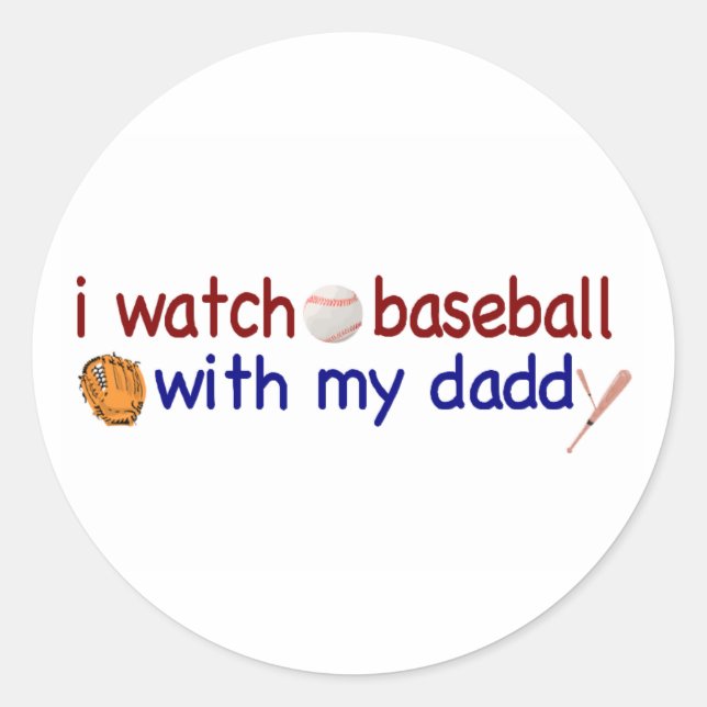Pegatina Redonda Ver béisbol con papá (Anverso)